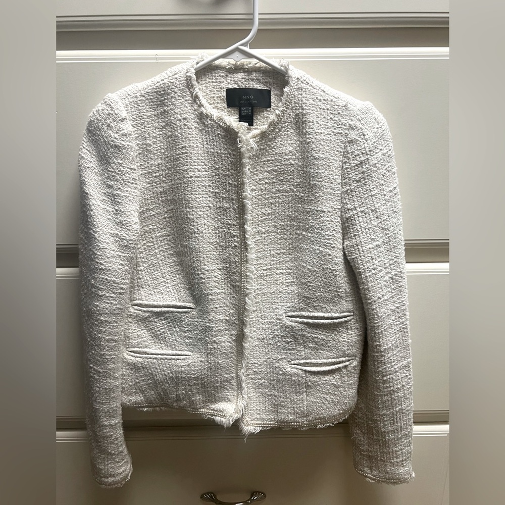 Mango MNG Collection Size Small Tweed Blazer - Beige/cream